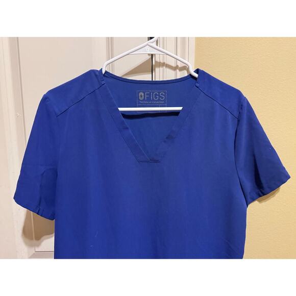Figs Women's Technical Collection Blue Short Sleeve Top V-Neck Sz M - Picture 2 of 8